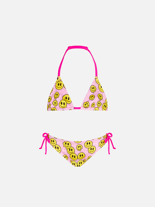 Girl triangle bikini with smile print