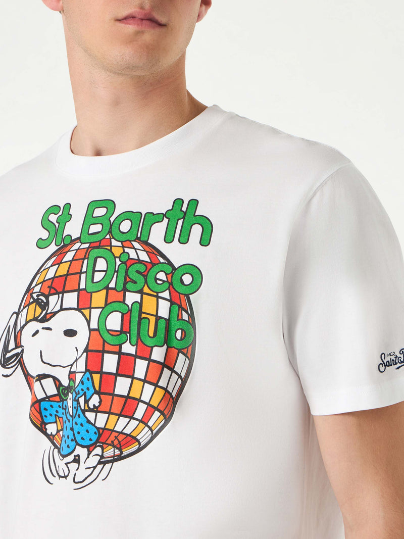 T-shirt da uomo in cotone con stampa St. Barth Disco Club e Snoopy | SNOOPY - EDIZIONE SPECIALE PEANUTS™