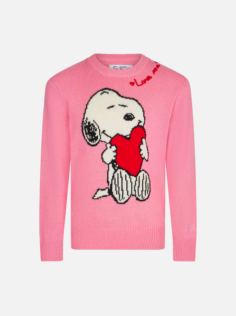 Snoopy print girl sweater with Love me embroidery | Peanuts™ Special Edition