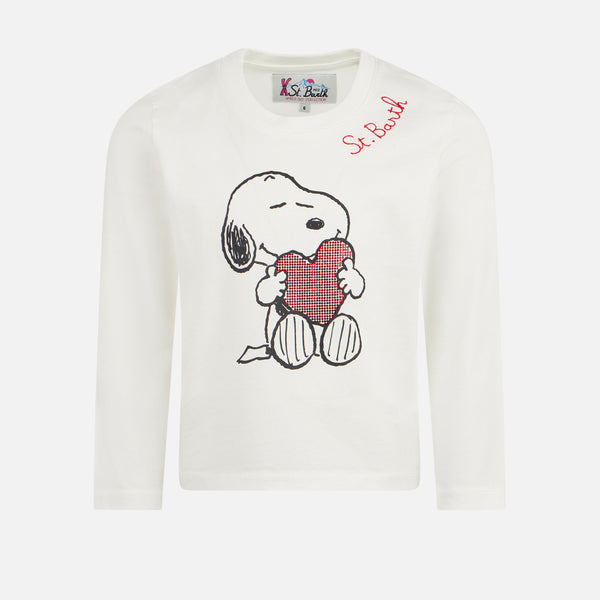 Girl heavy cotton t-shirt with Snoopy rhinestones print | SNOOPY PEANUTS™ SPECIAL EDITION