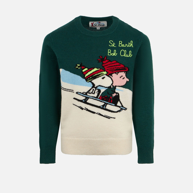 Boy crewneck sweater with Snoopy print and St. Barth Bob Club embroidery| SNOOPY - PEANUTS™ SPECIAL EDITION