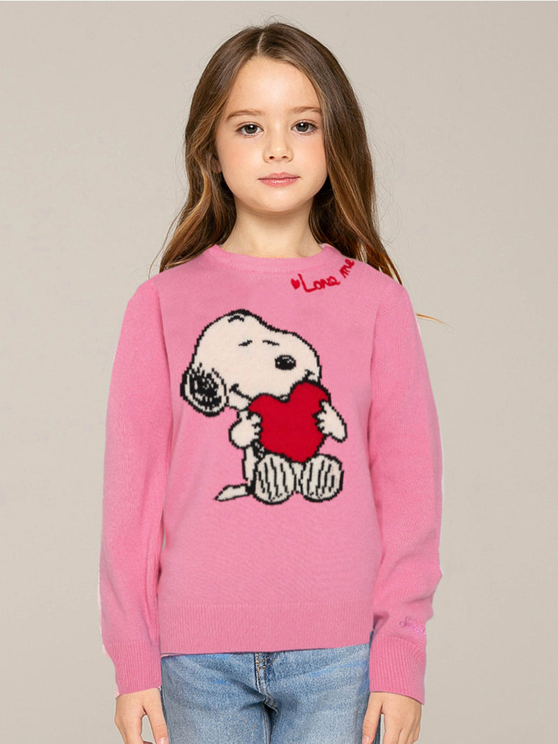 Snoopy print girl sweater with Love me embroidery | Peanuts™ Special Edition