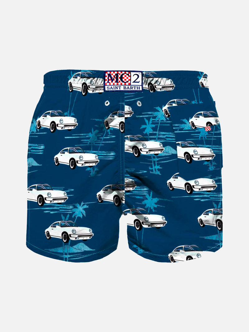 Boy classic swim shorts with cars print