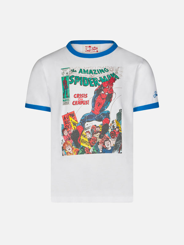 T-shirt da bambino in cotone bianco con stampa frontale Spiderman | EDIZIONE SPECIALE MARVEL