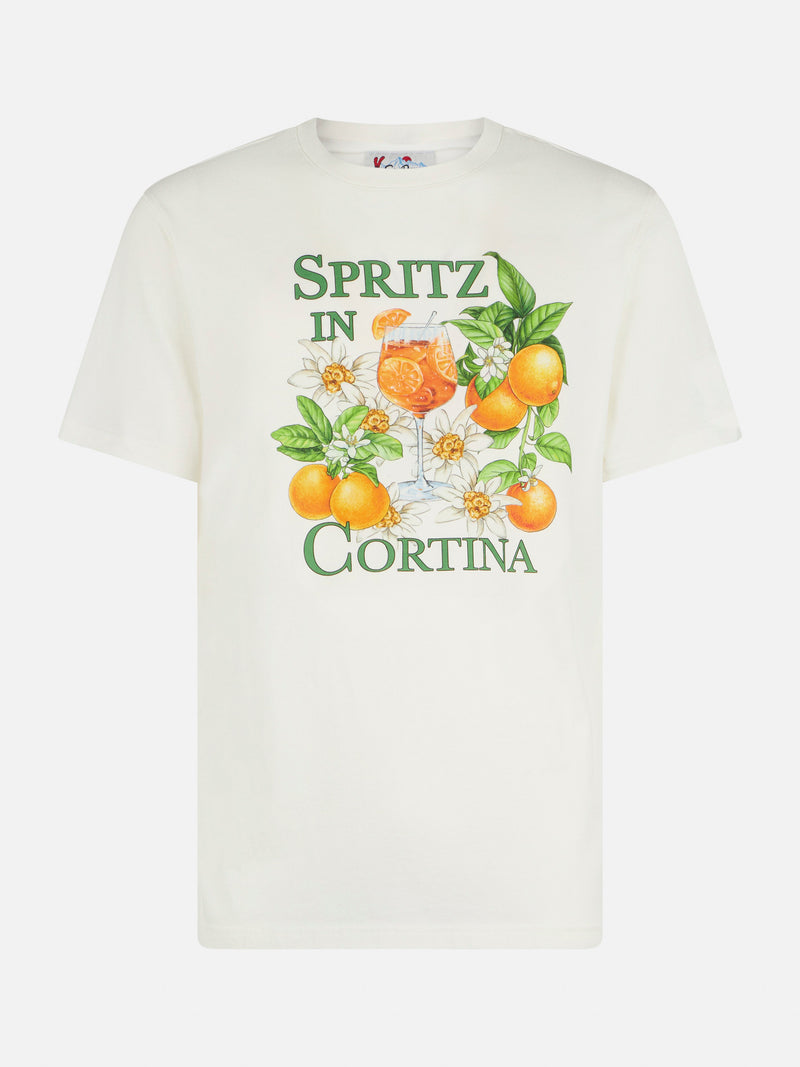 Man heavy cotton t-shirt with Spritz in Cortina print