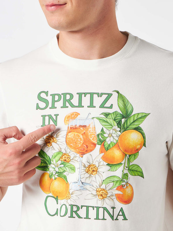 T-shirt da uomo in cotone pesante con stampa Spritz in Cortina