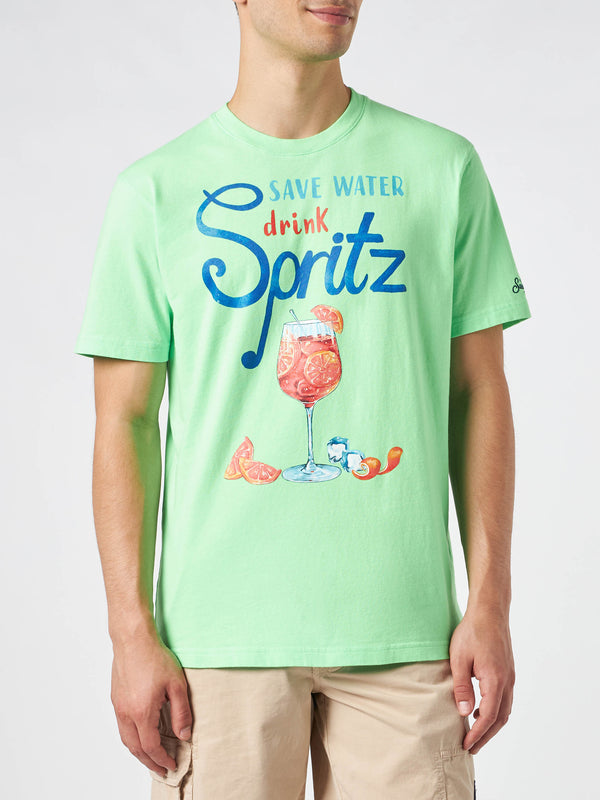Man cotton t-shirt with Spritz print
