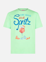 Man cotton t-shirt with Spritz print
