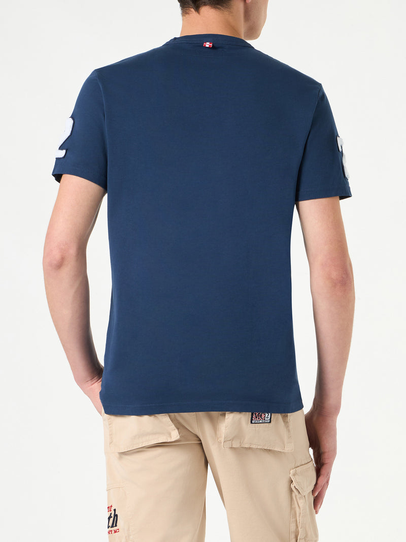 Man cotton t-shirt with St. Barth College lettering