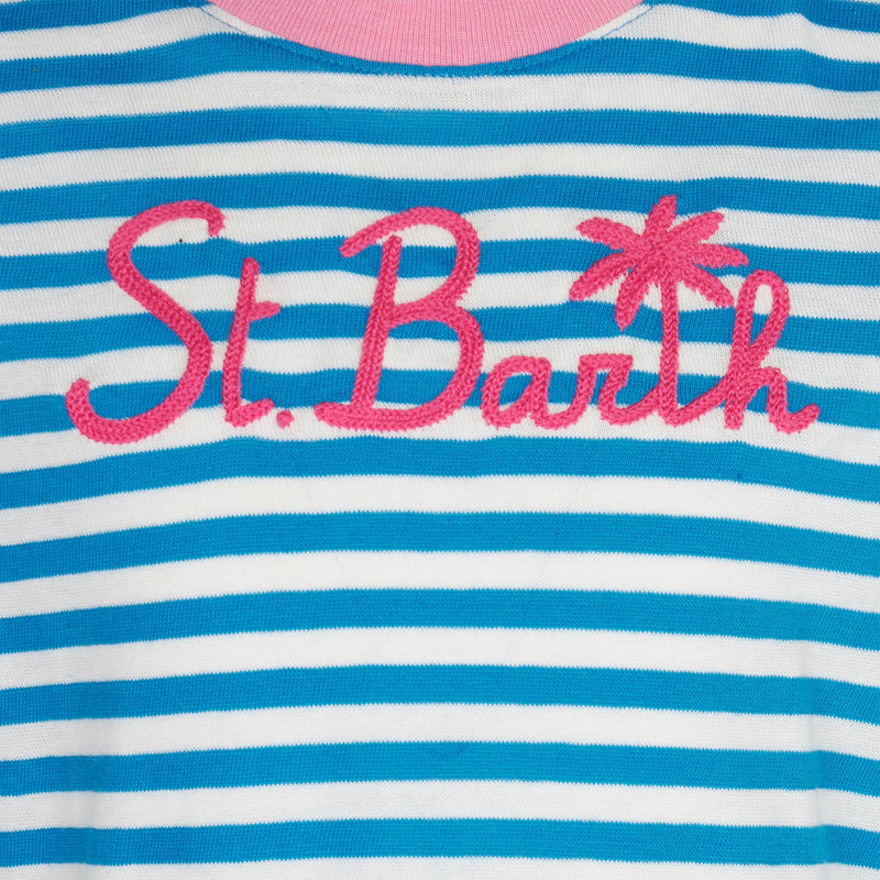 Girl t-shirt with stripes and embroidery