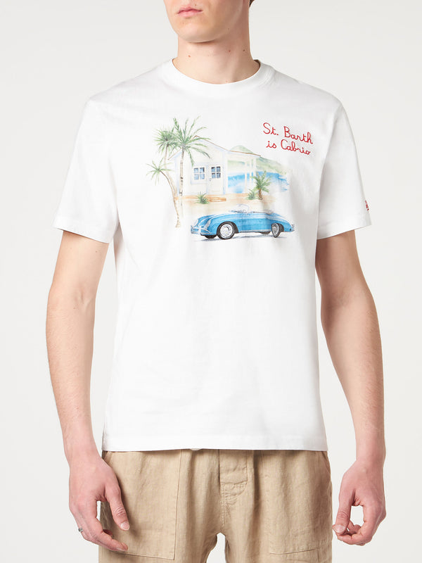 Baumwoll-T-Shirt für Herren mit St. Barth is Cabrio-Stickerei und Aufdruck
