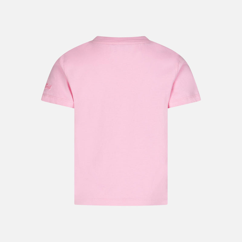 Baumwoll-T-Shirt für Mädchen mit St. Barth Happy Island-Stickerei