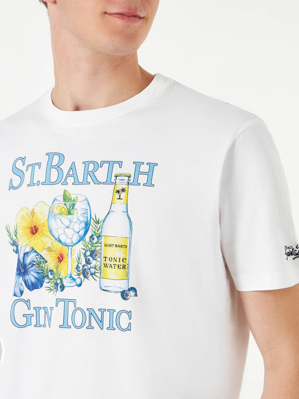 Herren-T-Shirt aus Baumwolle mit St.Barth Gin Tonic-Aufdruck