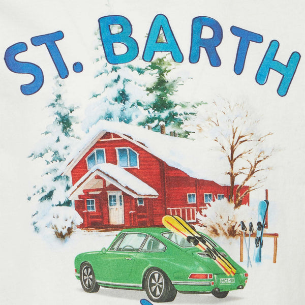 T-shirt da bambino in cotone pesante con stampa St. Barth Après Ski