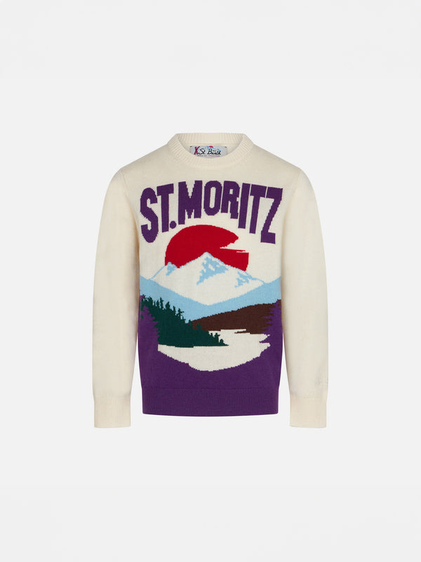 Girl crewneck sweater with St. Moritz postcard