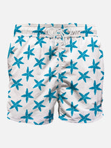 Man swim shorts with seastar flocked print
