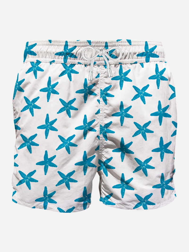Man swim shorts with seastar flocked print