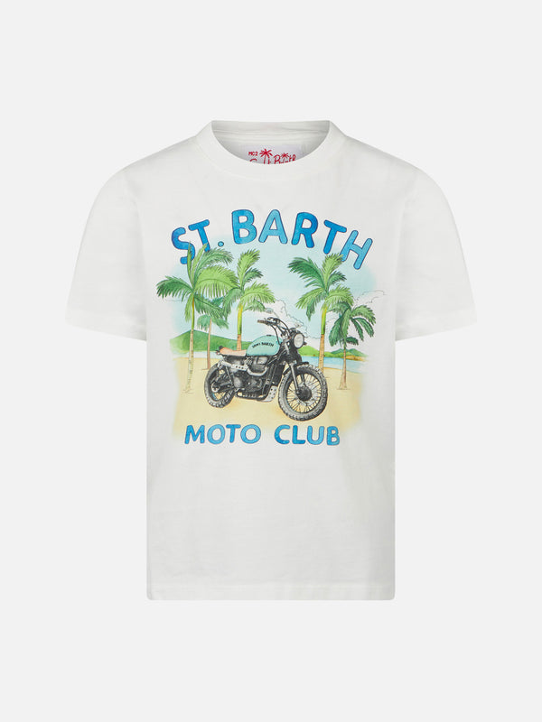 T-shirt da bambino in cotone con stampa moto