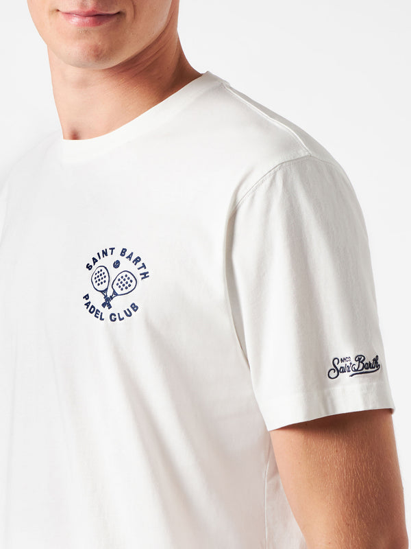 T-shirt da uomo in cotone pesante con ricamo Padel Club Saint Barth