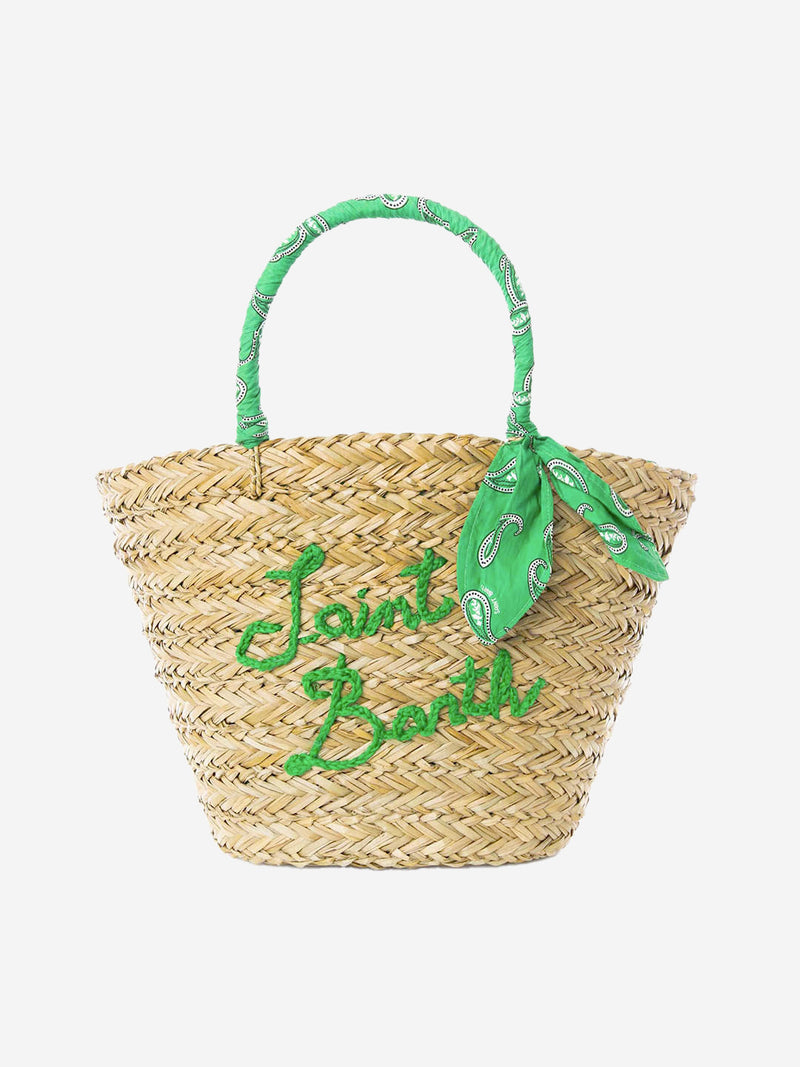 Woman straw bag with embroidery