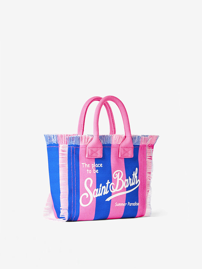Mini Vanity striped canvas handbag
