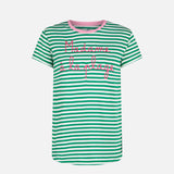 Green cotton t-shirt with Madame à la plage embroidery