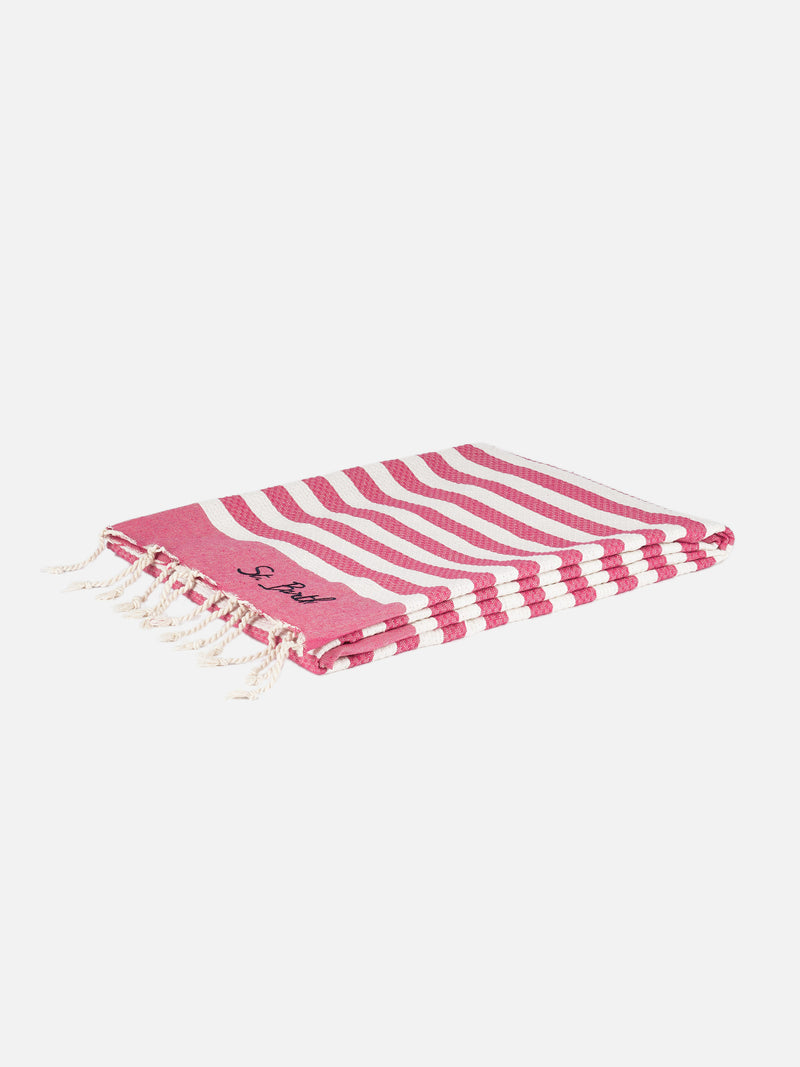 Classic honeycomb fouta towel with striped print