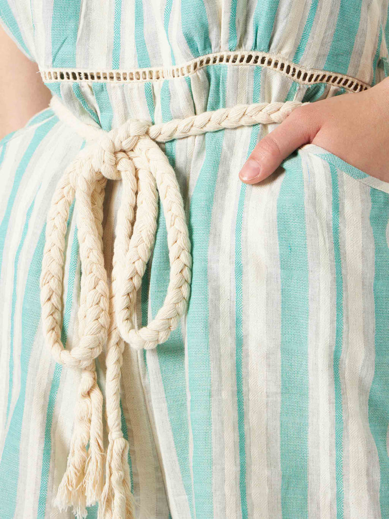 Cotton striped short jumpsuit