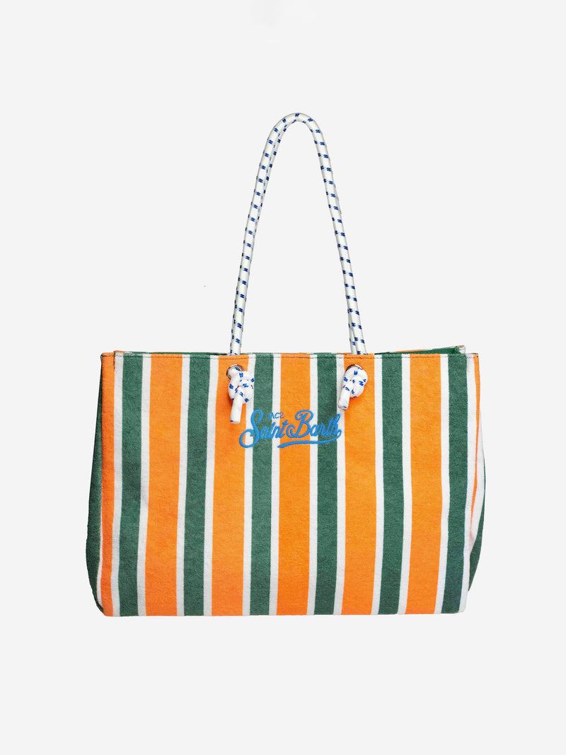 Sponge striped bag with embroidery