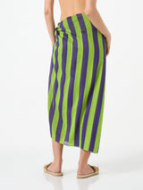 Cotton pareo with striped print