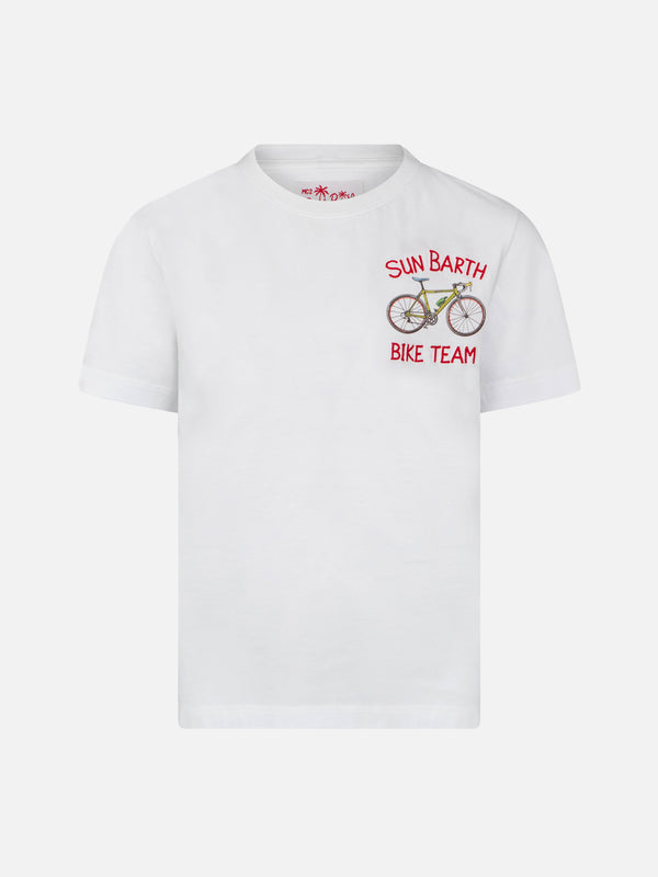 T-shirt da bambino in cotone con stampa bici