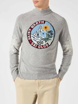 Man half-turtleneck sweater with Matterhorn jacquard print