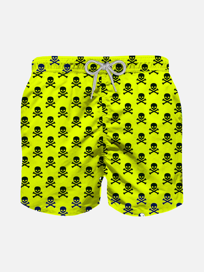 Boy swim shorts with micro skulls print