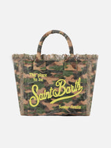 Vanity canvas shoulder bag with camouflage print