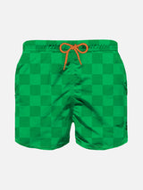 Boy swim shorts with gingham print