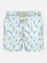 Man light fabric swim shorts with gin print | GIN MARE SPECIAL EDITION