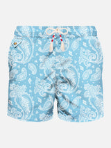 Man light fabric swim shorts with paisley print