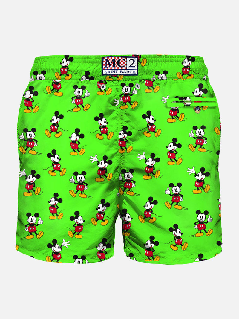 Man light fabric swim shorts with Mickey Mouse print | ©DISNEY SPECIAL EDITION