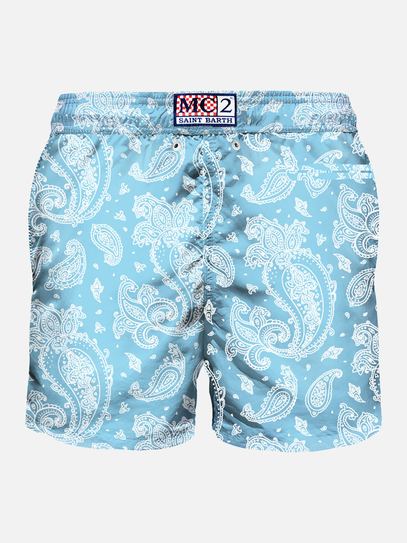 Man light fabric swim shorts with paisley print