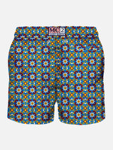 Man light fabric swim shorts with pattern