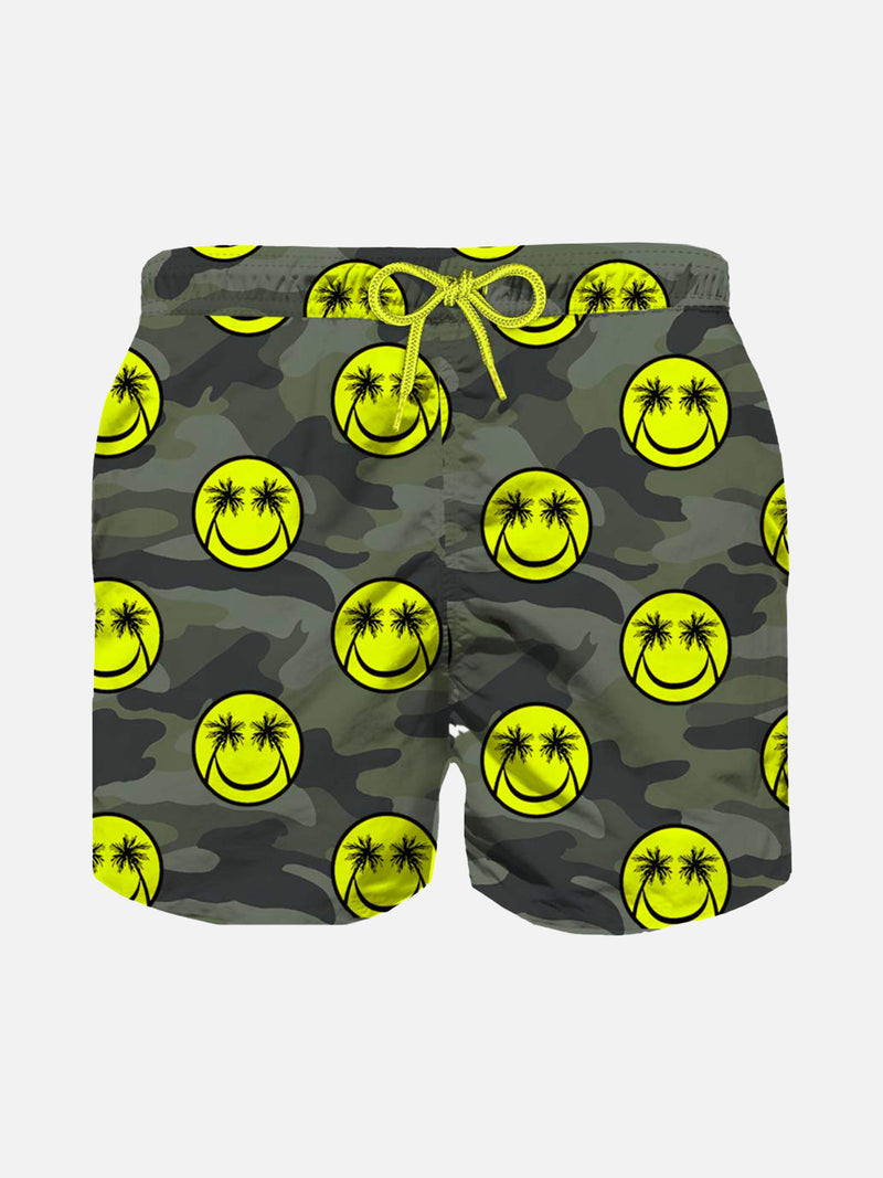 Boy swim shorts with smiley print