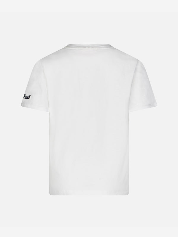 T-shirt da bambino in cotone con taschino stampato