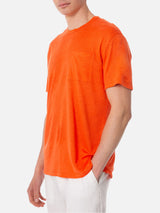 Man orange linen jersey t-shirt