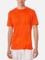 Man orange linen jersey t-shirt