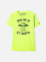 Gelbes Fluo-T-Shirt für Jungen mit UFO-Raumschiff