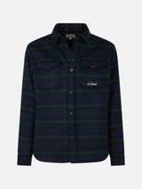 Man wooly tartan overshirt with pockets and patches