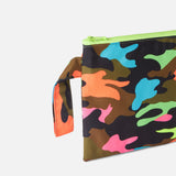 Pareasy nylon pochette with fluo camouflage print