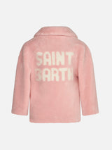 Girl coat pink teddy fabric