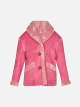 Girl shearling jacket with paisley print