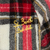 Kids tartan sherpa jacket with St. Barth Bob Club embroidery